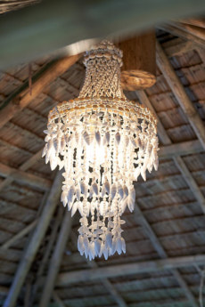 Décoration intérieure, lustre pour paillote bambou